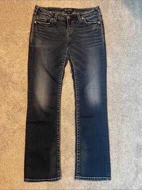 Silver Jeans Dark Blue Straight Leg Low Rise Jeans